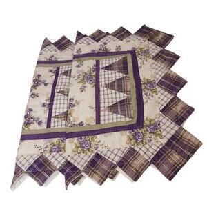 Country Cottage Sunham Home 2 Patchwork Floral Pillow Shams Purple White 30"x23"